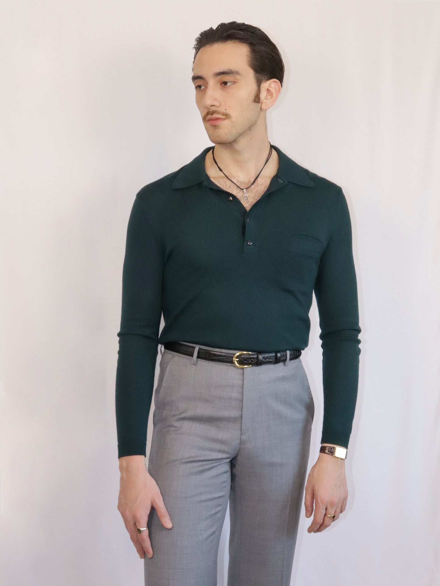 Polo manches longues laine mérinos