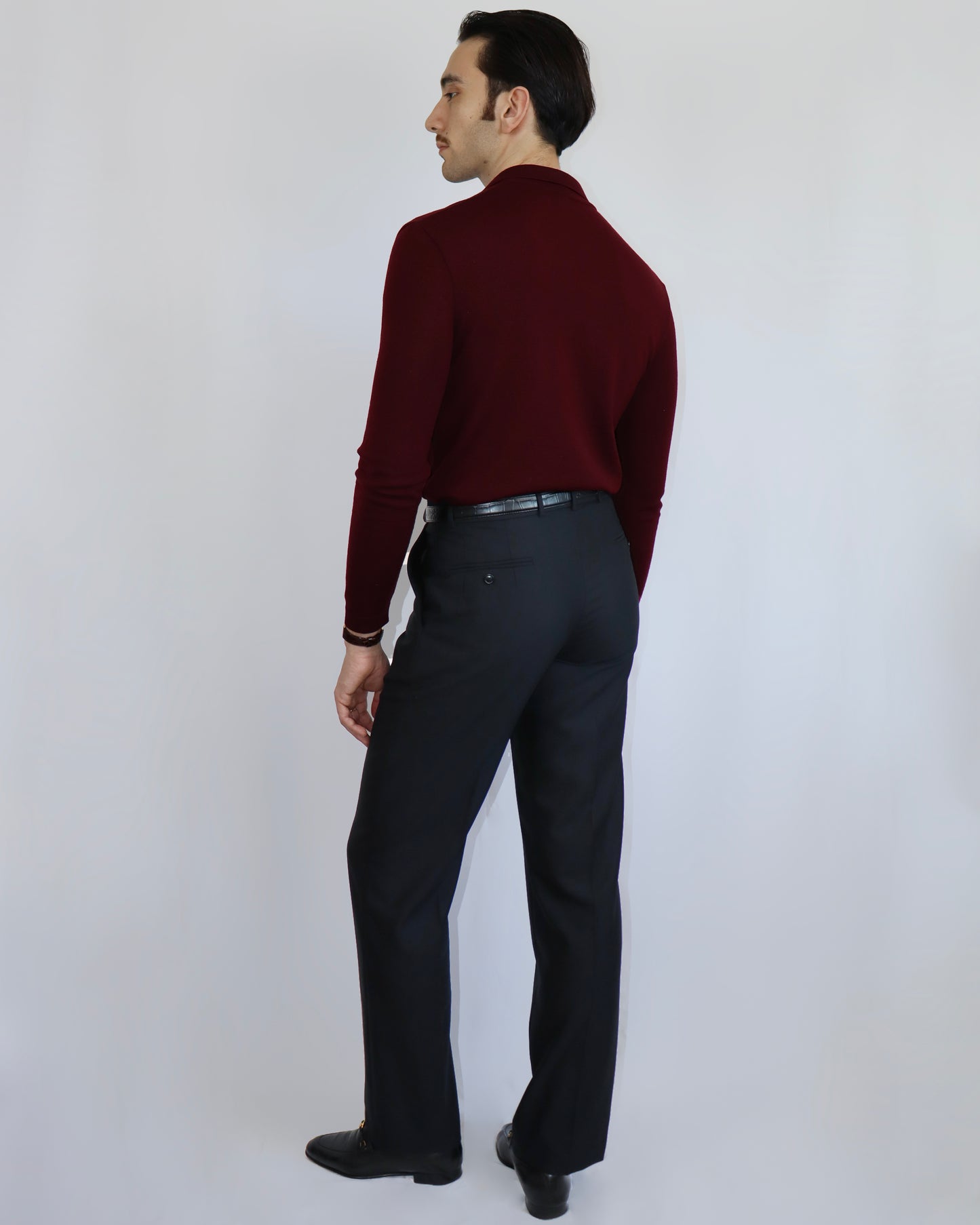 Polo manches longues laine mérinos Pantalon vintage noir