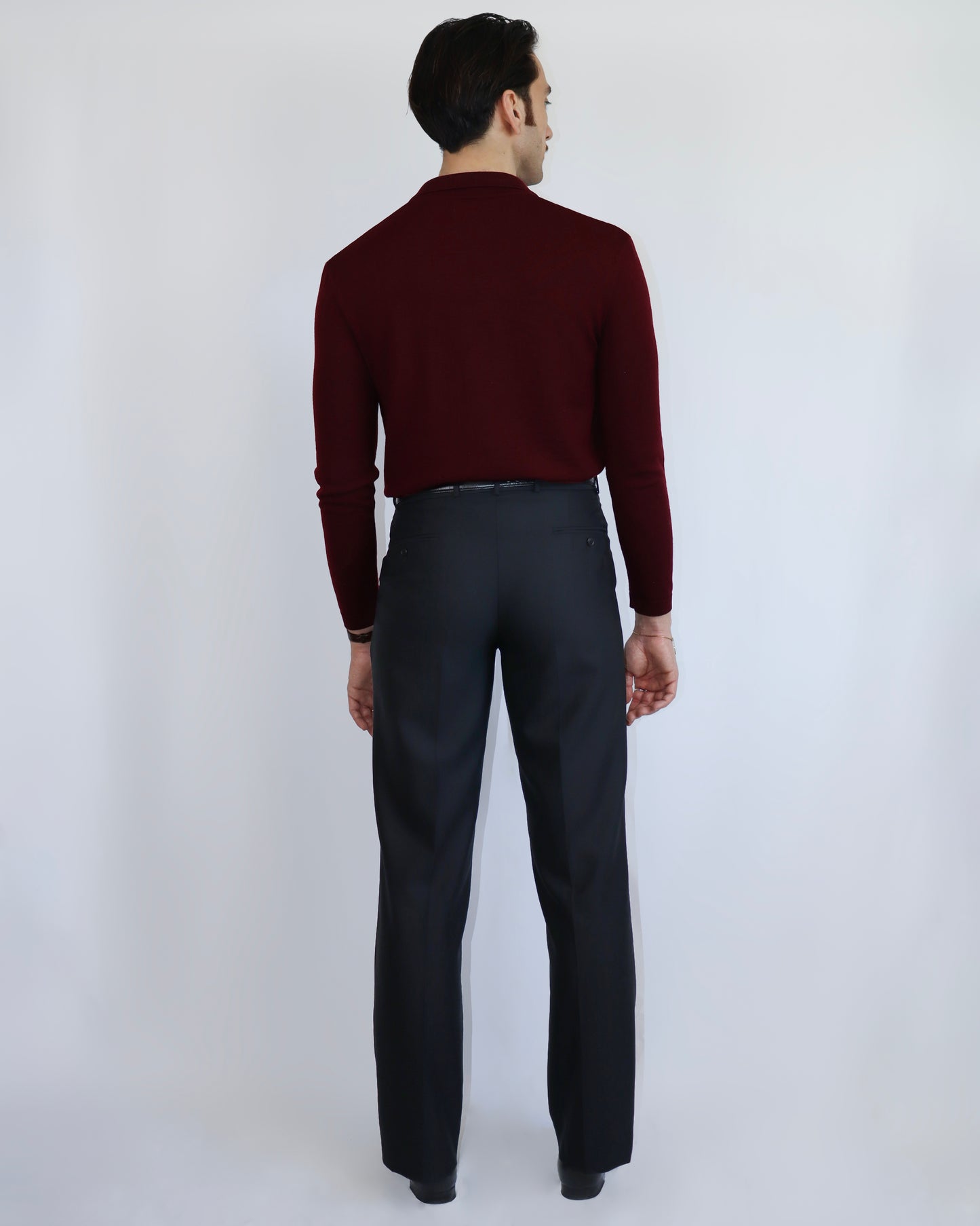 Polo manches longues laine mérinos Pantalon vintage noir