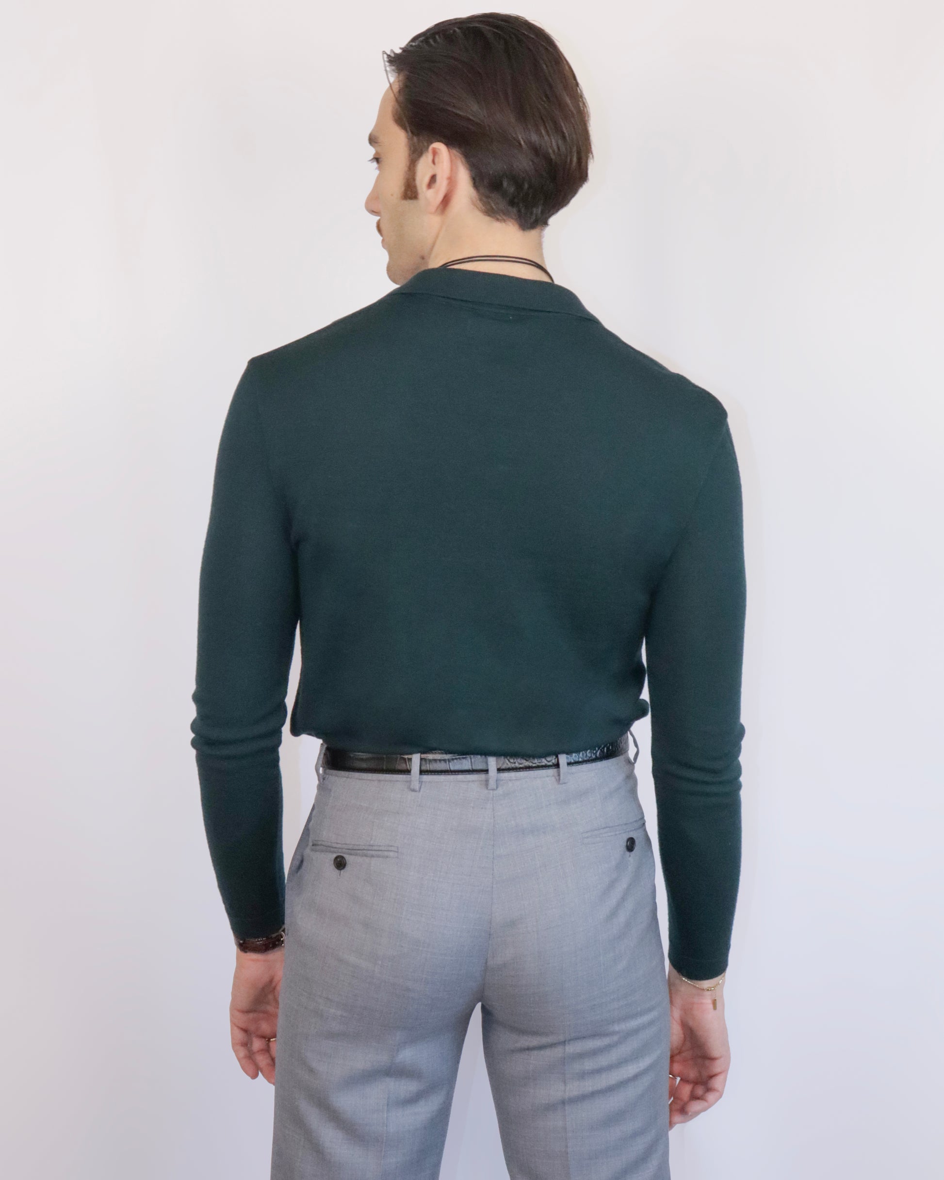 Polo manches longues laine mérinos