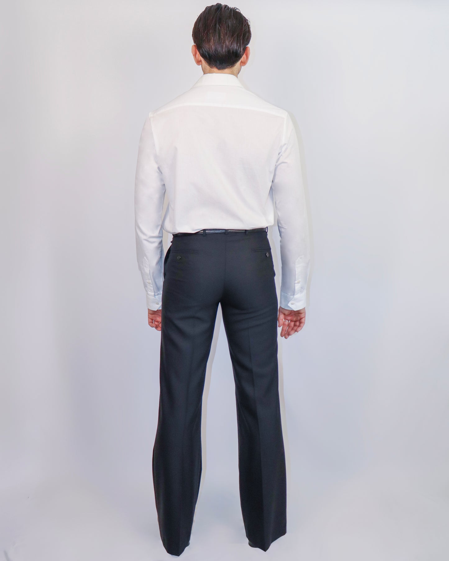 chemise popeline blanche vintage pantalon évasé noir