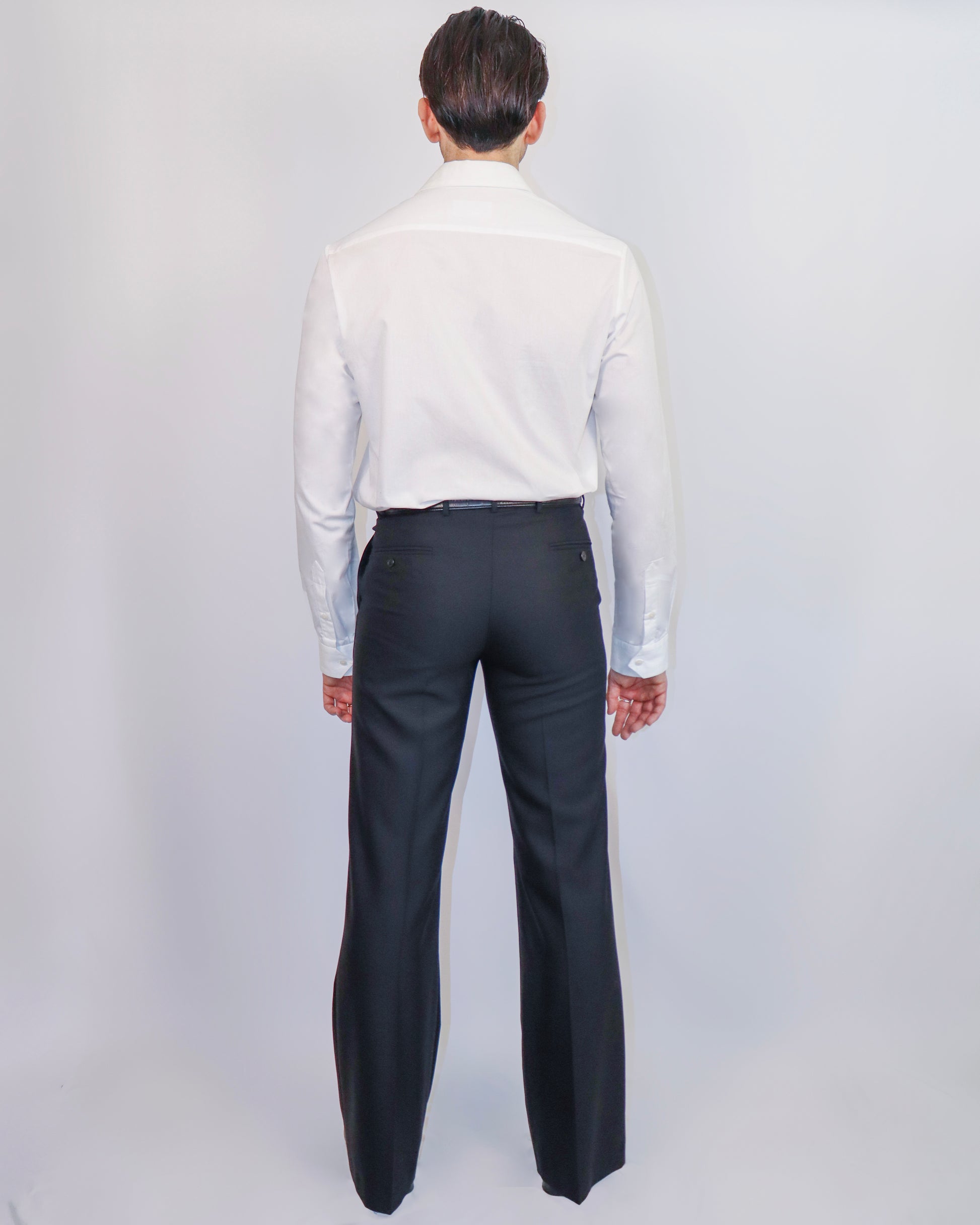 chemise popeline blanche vintage pantalon évasé noir