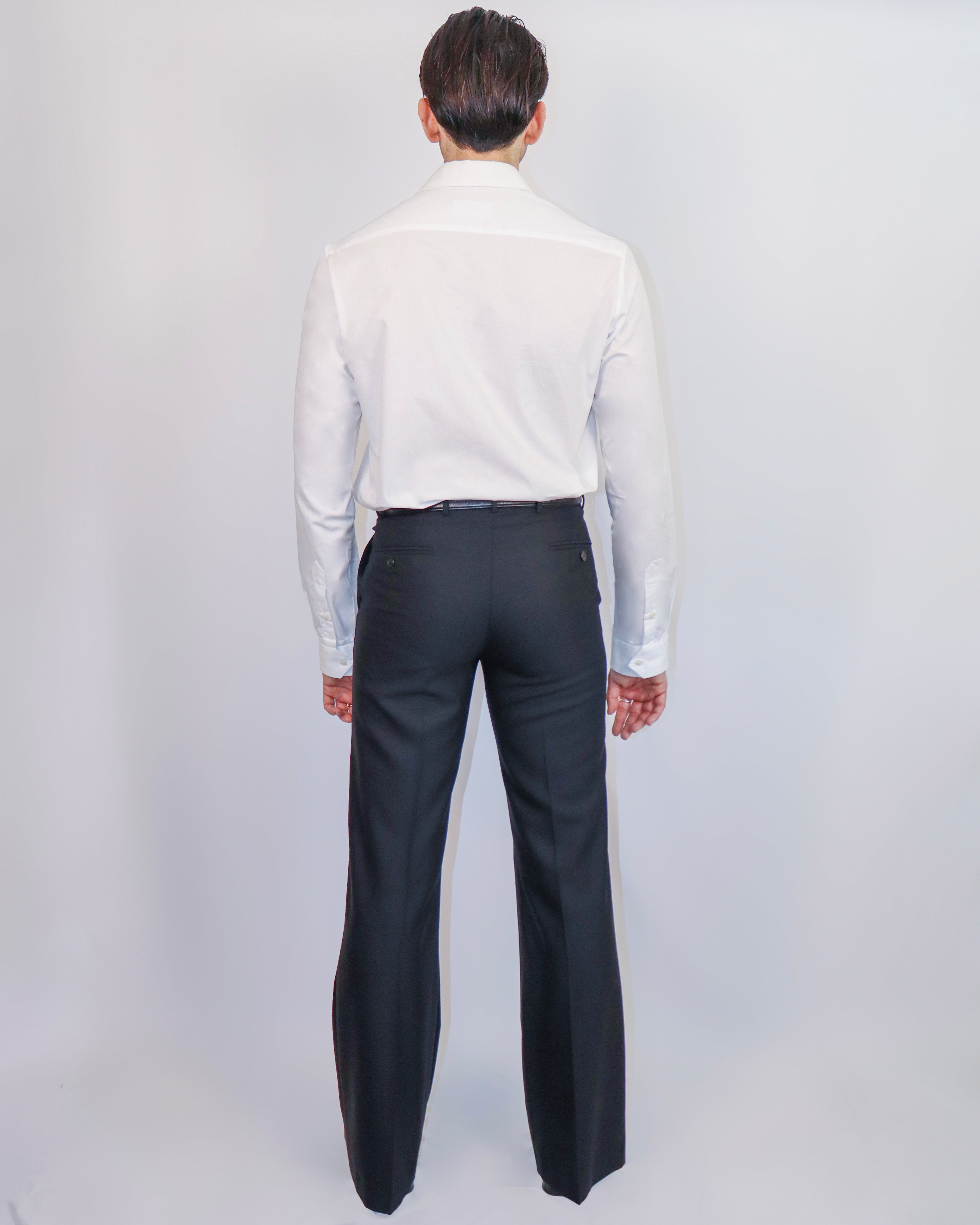 chemise popeline blanche vintage pantalon évasé noir