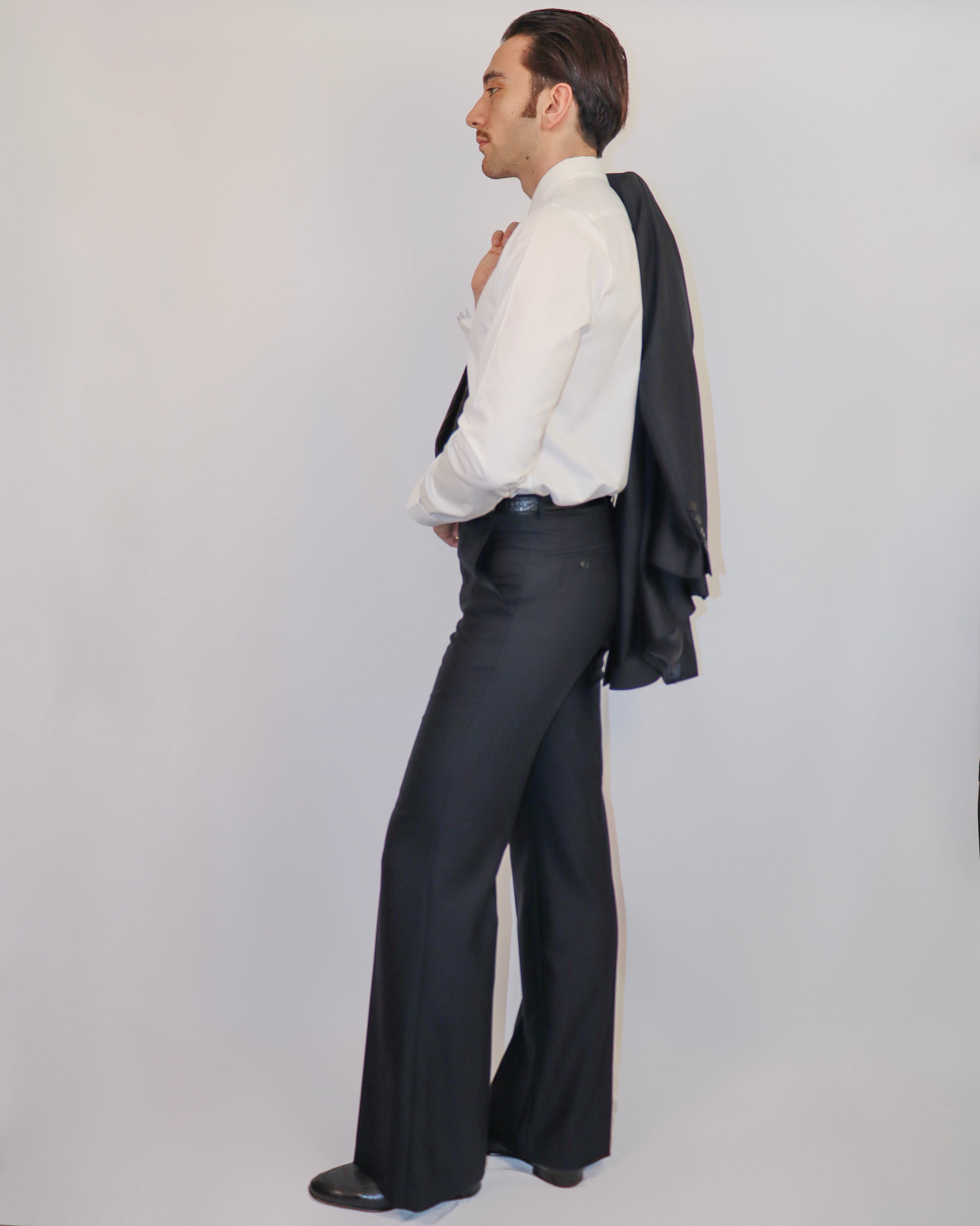 chemise popeline blanche vintage pantalon évasé noir