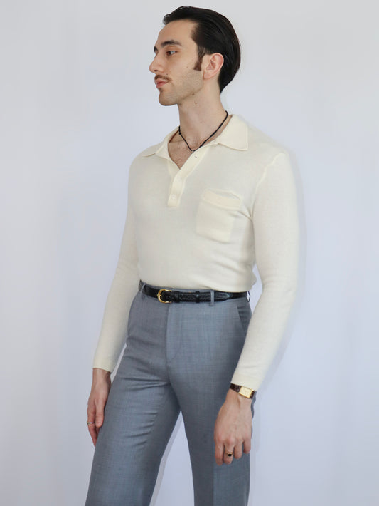 Polo manches longues laine mérinos