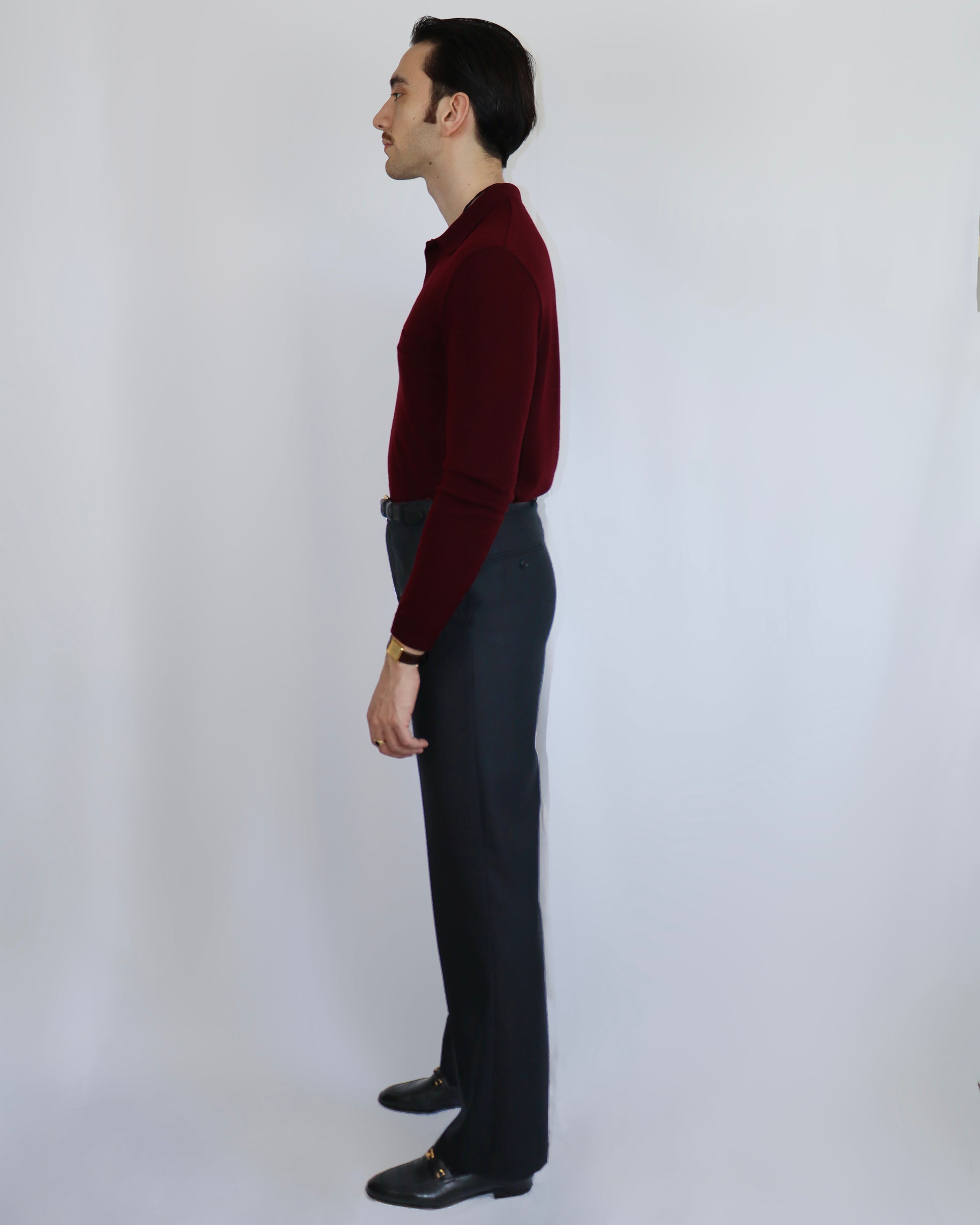 Polo manches longues laine mérinos Pantalon vintage noir