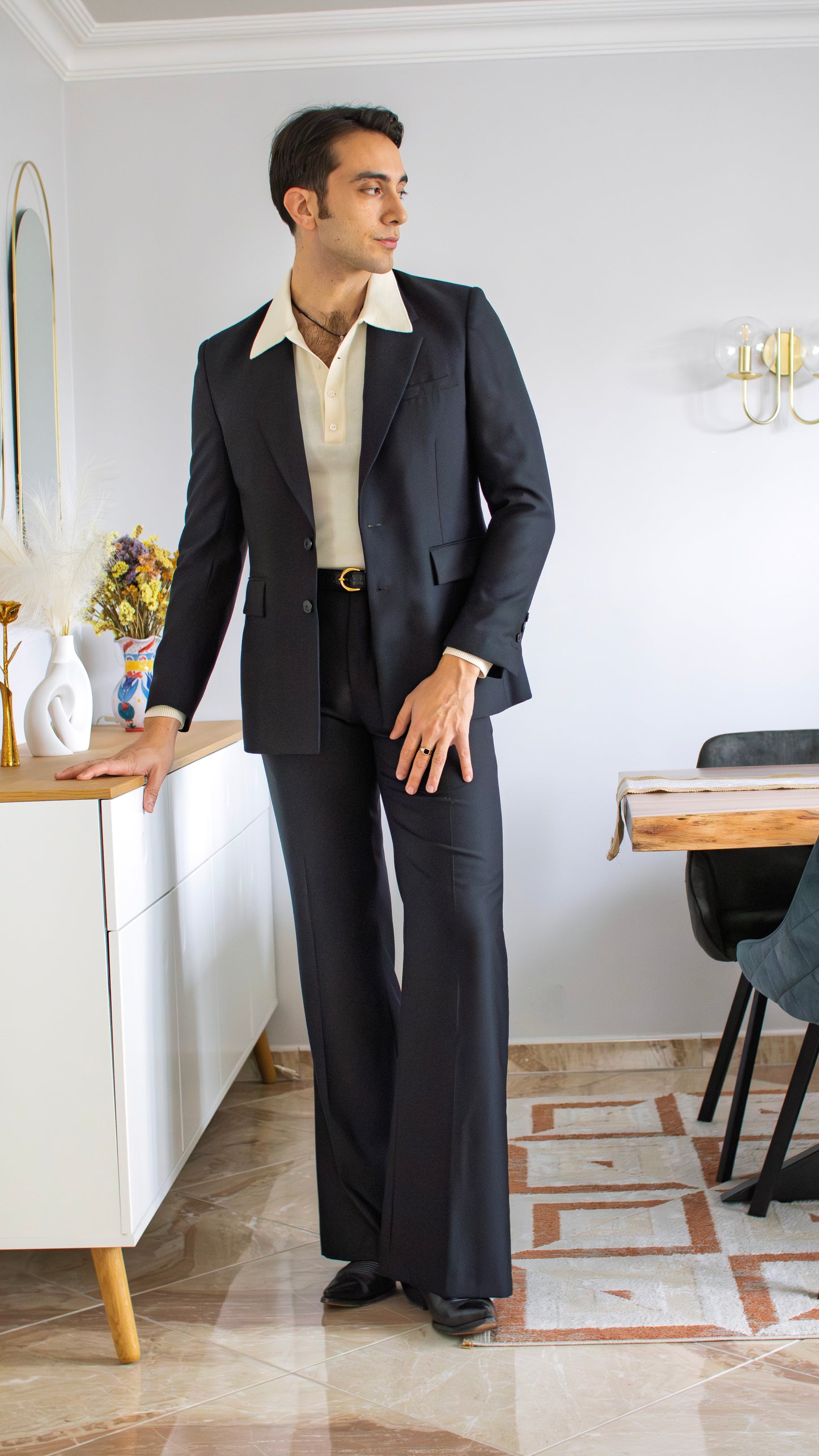 PESCI long-sleeved polo shirt  - NATURALE